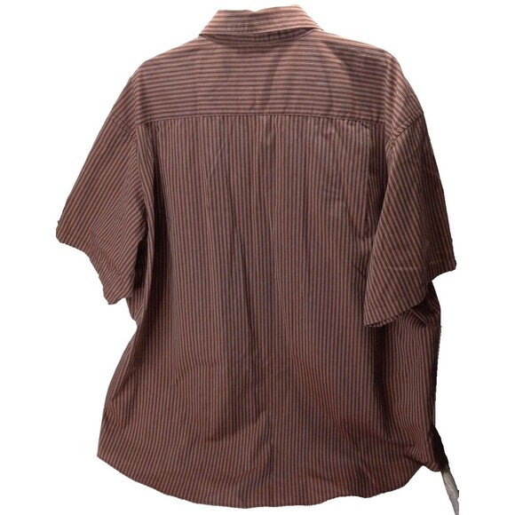 Van Heusen Short Sleeve Dress Career Shirt Chest Pocket XXL Maroon White Stripe - Picture 5 of 5